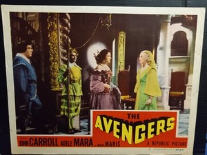 Lobby Card 1949 THE AVENGERS blonde Adele Mara brunette Mona Maris stare off
