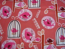 Oiseaux Cages Canari Songbird Chirps Amis Fourrure Ever sur Tissu Coton par Le