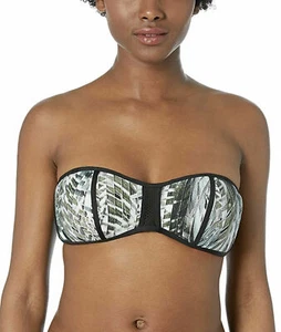 Kenneth Cole Women's Leaf It To Me Convertible Bandeau Bikini Top M Olive - Picture 1 of 2