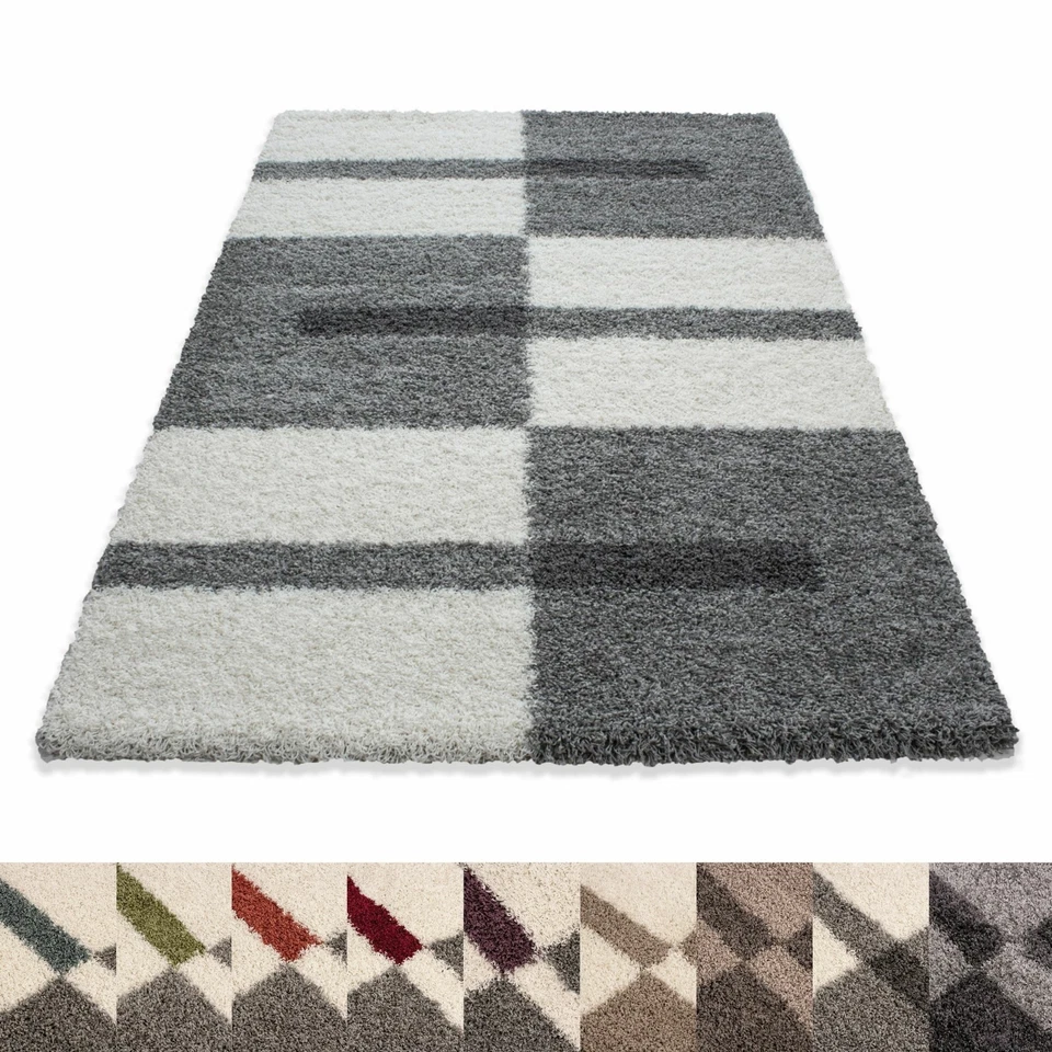 Tappeto soggiorno pelo lungo Shaggy pelo alto design moderno vari colori misure - Immagine 1 di 1