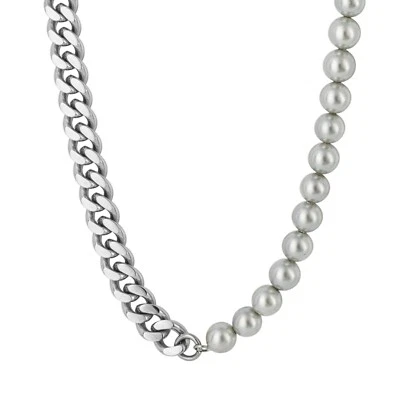 Fred Bennett Curb Chain Half Necklace with Shell Pearl 56cm N4562 - Image 1 of 4