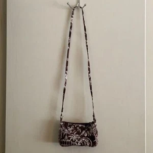 Vera Bradley Brown & White Floral Asian Garden Print Small Shoulder Bag Purse - Picture 1 of 8