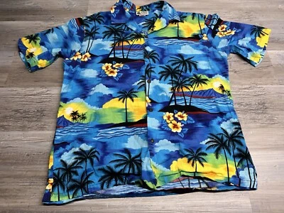 Camisa Hawaiana Vintage Aloha Republic Talla L EE. UU. Palmera Rockabilly Loto Blanco Foto 1 de 4