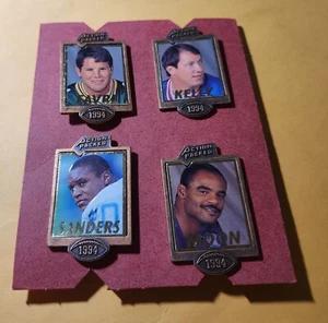1994 ACTION PACKED - BADGE OF HONOR PINS - FAVRE, KELLY, SANDERS, MOON - Picture 1 of 3