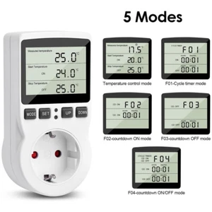 Temperaturregler Steckdose Fühler Digital Thermostat Zeitschaltuhr Timer 230V - Bild 1 von 19