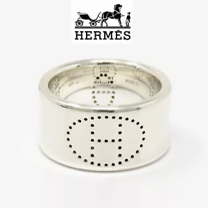 NYJEWEL Hermès Hermes 925 Sterling Silver Eclipse Ruban 11mm Wide Band Ring - Picture 1 of 5