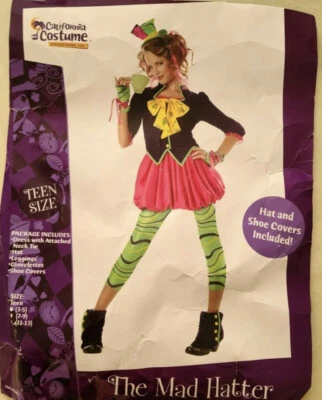 加州服装(剧院)#378 疯帽子爱丽丝梦游仙境青少年尺寸 7-9 — 第 1/4 张图片