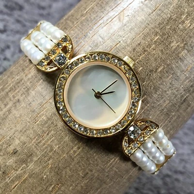 无品牌女士礼服铺面拖把表盘珍珠手链石英表23毫米手表6 3/4 — 第 1/4 张图片