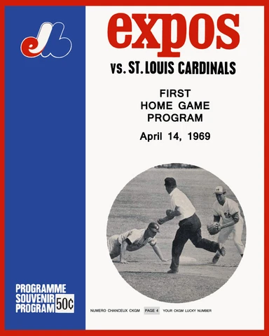 Montreal Expos First Opening Day Poster of Game Program- 8x10 Photo Cover