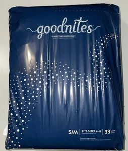 NEW Goodnites Girls Nighttime Bedwetting Underwear S/M 33 count / Fits Sizes 6-8 - Picture 1 of 2