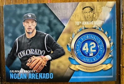 2017 TOPPS #JRPC-NA NOLAN ARENADO JACKIE ROBINSON LOGO Patch Colorado Rockies - Image 1 of 2