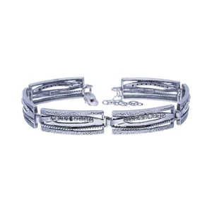 Bracciale Donna con Zirconia 925 Argento Sterling Ossidiato Catena Nessuno - Foto 1 di 1