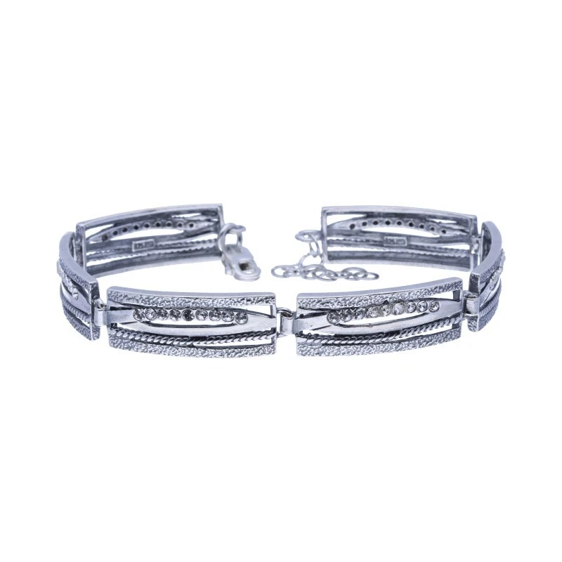 Bracciale Donna con Zirconia 925 Argento Sterling Ossidiato Catena Nessuno - Immagine 1 di 1