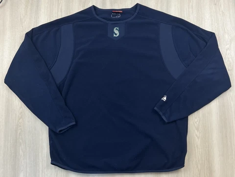 VTG Seattle Mariners Majestic Fleece Crewneck Pullover Jacket Mens Large Blue Cover