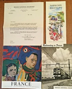1950'S FRENCH NATIONAL RAILROADS BROCHURES WITH LETTER - Picture 1 of 4