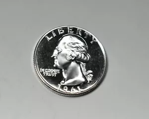 1961 ARGENTO Proof Washington Quarter 90% Argento - Foto 1 di 2
