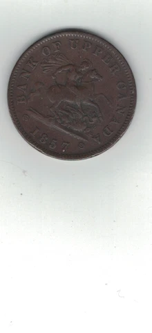 1857 Bank of Upper Canada Bank Token One Penny Horse Large Cent- Vintage Cover