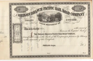 Bonita viñeta de stock sin usar Oregon Branch Pacific Railroad Company de la década de 1860 - Imagen 1 de 1
