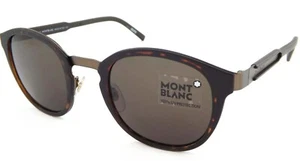 Mont Blanc Oval Sunglasses Dark Brown Tortoise with Brown AR Lenses MB590 52E - Picture 1 of 4