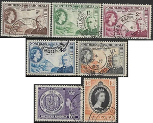 N Rhodesia 1953  3 sets sg 54-60 used Rhodes Centenary & Exhibition & Coronation - Picture 1 of 2