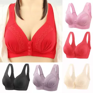 Women's Front Fastening Push Up Bra Non Wired Ladies Comfort Soft Cup Underwear - Picture 1 of 18