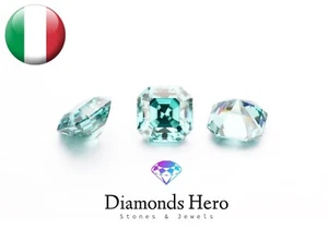 Diamante in Moissanite Asscher Azzurro da 0.60ct a 8.5ct Light Blue Diamond - Picture 1 of 7