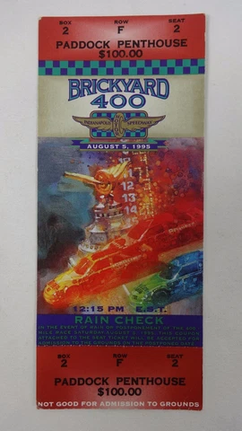 1995 Brickyard 400 Race Used Ticket Stub IMS Nascar Winner Dale Earnhardt Cover