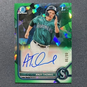 ANDY THOMAS /99 2022 Bowman 1st CHROME GREEN Cracked Ice Auto Seattle Mariners - Picture 1 of 2