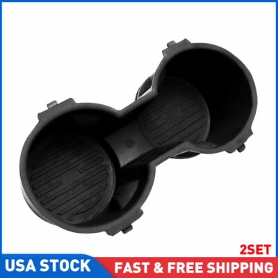 For 2017-2022 FORD F-250 SUPER DUTY Black Ebony Rubber Cup Holder Insert 2PCS - Image 1 of 4