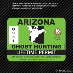 Calcomanía autoadhesiva con permiso de caza de fantasmas de Arizona cazador paranormal AZ - Imagen 1 de 1