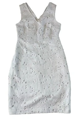 Vestido Vaina Banana Republic Blanco Encaje Ojales Talla 4 Nuevo Con Etiquetas Foto 1 de 4