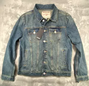 True Religion Jeansjacke Jesse SN Trucker Jeans Dark Smokey Wash Herren Größe M - Bild 1 von 10