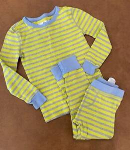 Crewcuts Sleep Wear Pajamas Set Long Sleeve Pants Striped Yellow/Gray 4