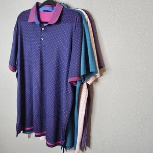Greyson Golf Performance Polo Mens XL Lot Of 4 STAINS see photos Pink Wolf Dot - Picture 1 of 18