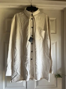 $129 Nuevo con Etiquetas Fuente Lujo Fácil 100% Seda Lavada Gaylord Texan Star Abotonada Grande - Imagen 1 de 20