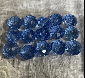Vintage Loose Blue Crystal Faceted  1/2"  Beads Crf5-19b - Picture 1 of 4