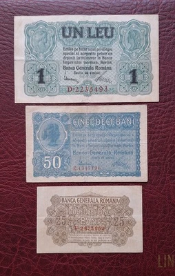 Romania lot 25 bani -1 leu 1917 BGR - Image 1 of 2