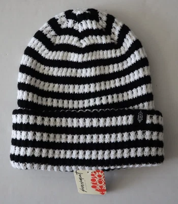 Free People Movement NF42301 Women Black/White Stripe It Up Cool Down Beanie Hat - Image 1 of 4