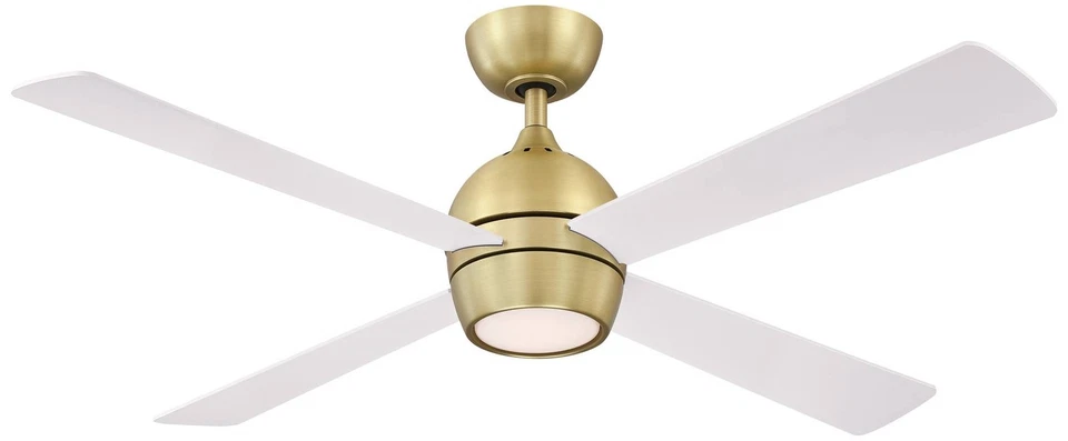 52" Fanimation Kwad Brushed Satin Brass LED Ceiling Fan with Remote - Image 1 of 1