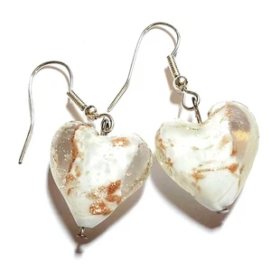Elegantes pendientes colgantes de vidrio laminado en forma de corazón - Imagen 1 de 2