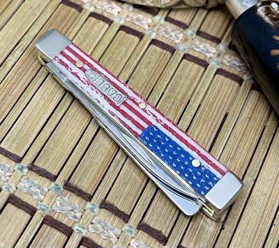 Case XX USA Natural Bone Red/White/Blue Vintage Flag Bullet 1/500 Baby Doc Knife - Image 1 of 4