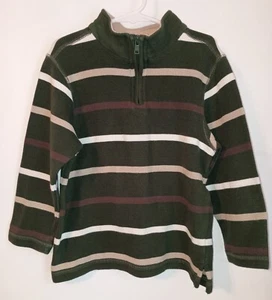 Gymboree Boys 1/4 Zip Sweater Size 6 Green Brown White Striped - Picture 1 of 3