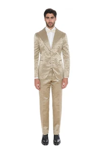 $3340 Belvest Gold Tuxedo Suit 42 US / 52 EU Drop 8R Slim Fit   Fall/Winter 2018 - Picture 1 of 8