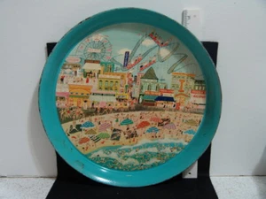 VINTAGE PEPSI COLA SERVING TRAY FEATURING A FAIR OR CARNIVAL NEAR A BEACH - Picture 1 of 12