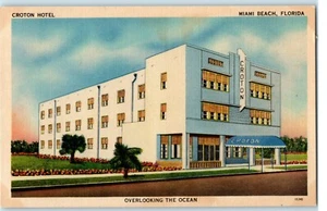 Postkarte FL Miami Beach Croton Hotel Außenansicht unbesendet Leinen - Bild 1 von 2