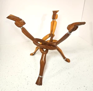 Three Person  Intertwined Wood Figurine 11" Hand carved statue decoration . Used - Picture 1 of 4