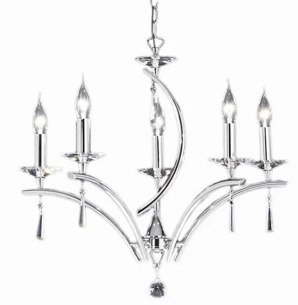 Bankamp Kronleuchter Krone Chrom 5-flg. Modern Design Kristall E14 LED geeignet - Bild 1 von 1