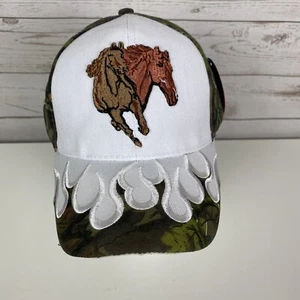 WILD HORSES RODEO COWBOY COWGIRL BALL CAP HAT FOREST CAMO NEW - Picture 1 of 7