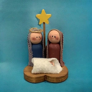 Estatuilla de Belén de Madera María José y el Niño Jesús De Colección - Imagen 1 de 12