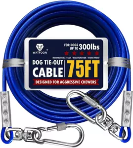 Tie Out Cable for Dogs up to 300Lbs, 50Ft 65Ft 75Ft Extra Strong 1Klbs Break - Picture 1 of 12